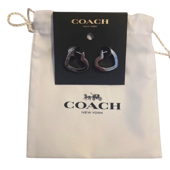 Coach Silver Heart Hoop Earrings - New - Picture 2 of 5